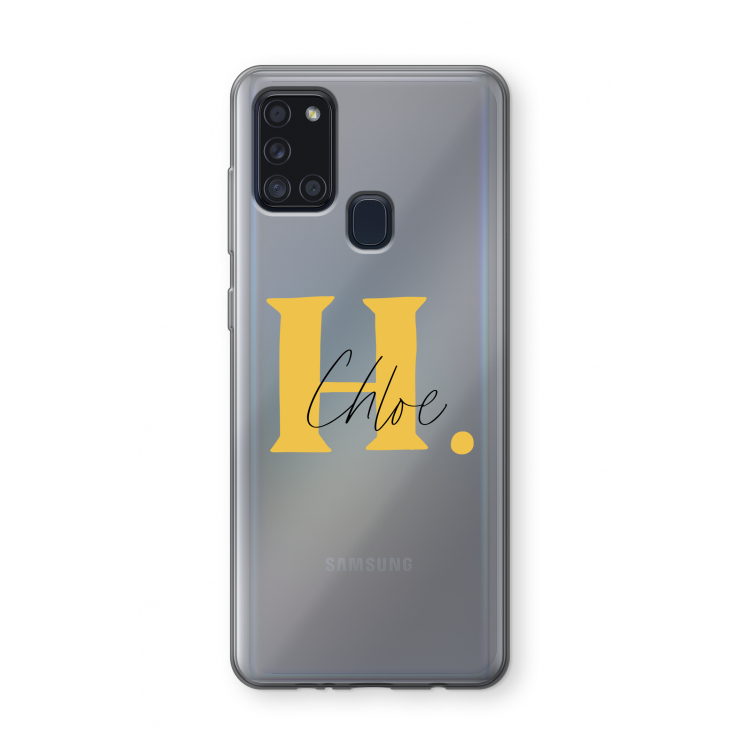 Amber Script: Samsung Galaxy A21s Transparant Hoesje