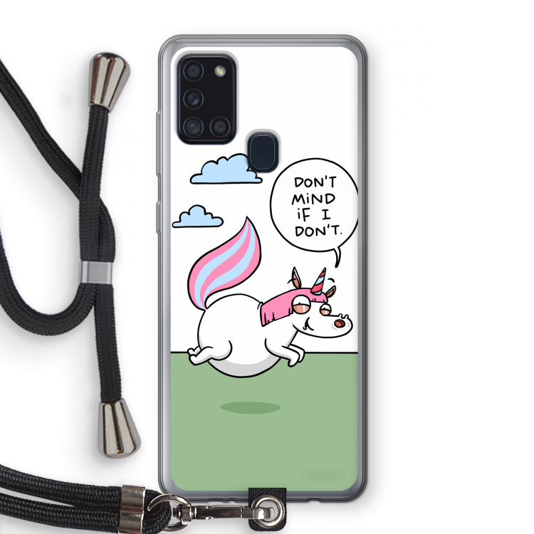 Unicorn: Samsung Galaxy A21s Transparant Hoesje met koord