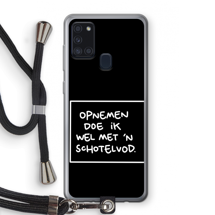 Schotelvod: Samsung Galaxy A21s Transparant Hoesje met koord
