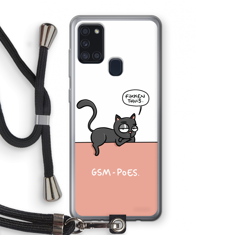 GSM poes: Samsung Galaxy A21s Transparant Hoesje met koord