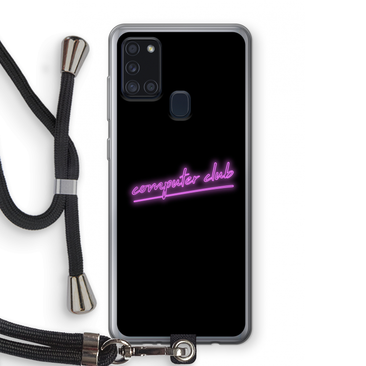Vice Black: Samsung Galaxy A21s Transparant Hoesje met koord