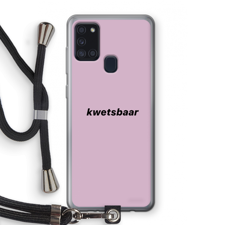 kwetsbaar: Samsung Galaxy A21s Transparant Hoesje met koord
