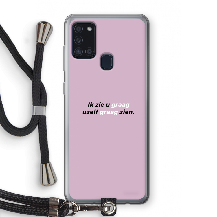 uzelf graag zien: Samsung Galaxy A21s Transparant Hoesje met koord