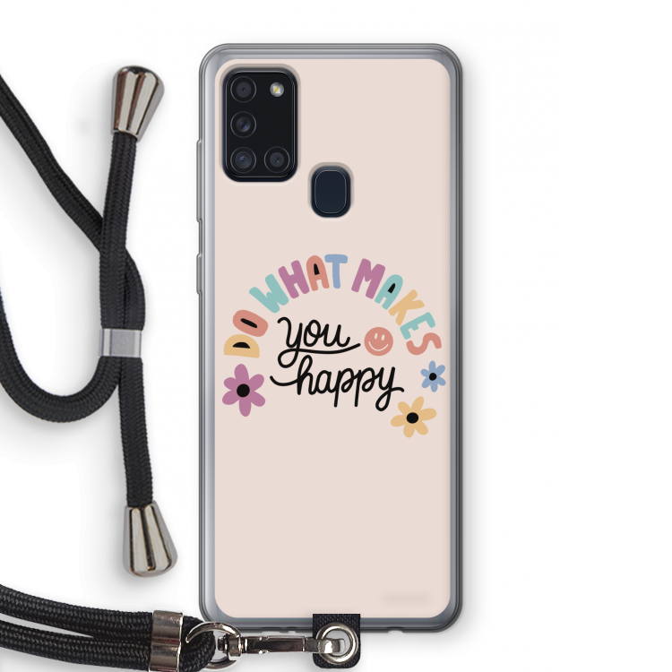Happy days: Samsung Galaxy A21s Transparant Hoesje met koord