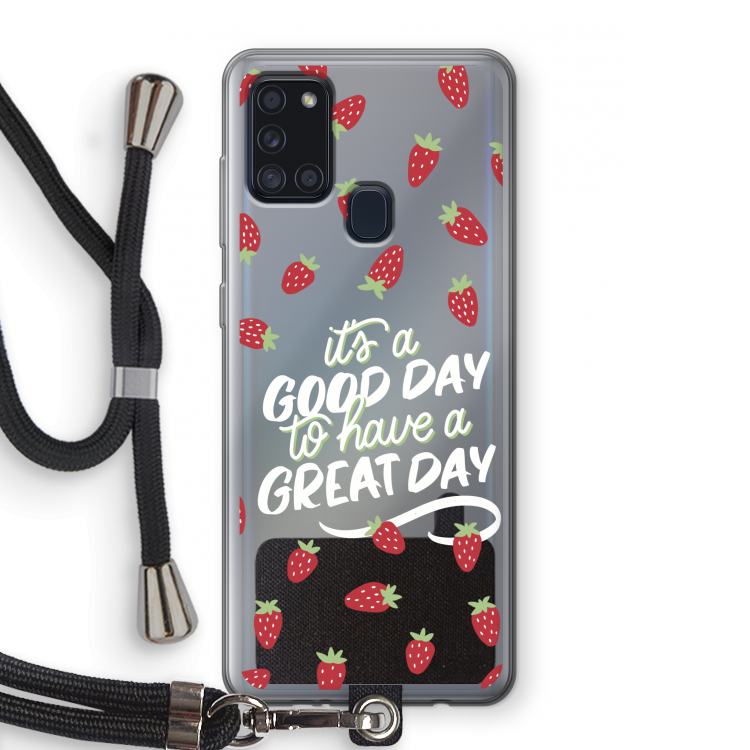 Don't forget to have a great day: Samsung Galaxy A21s Transparant Hoesje met koord
