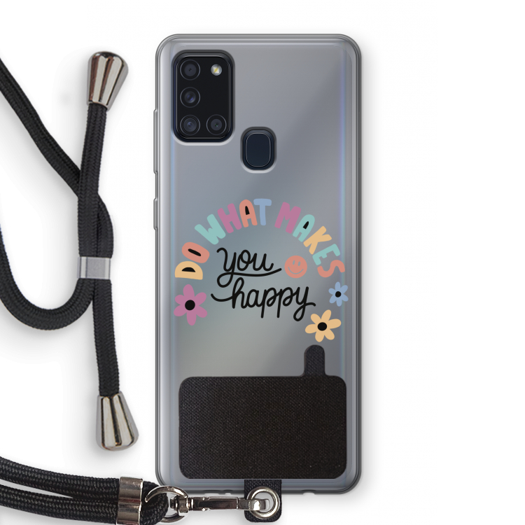Happy days: Samsung Galaxy A21s Transparant Hoesje met koord