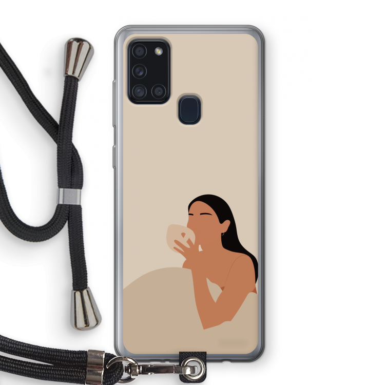 Fresh coffee: Samsung Galaxy A21s Transparant Hoesje met koord