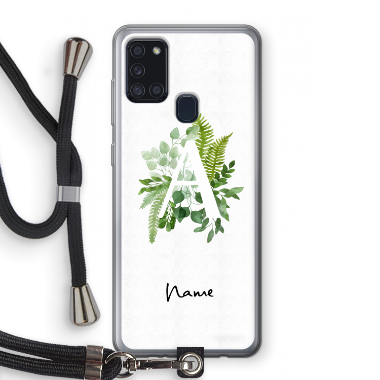 Green Brush: Samsung Galaxy A21s Transparant Hoesje met koord