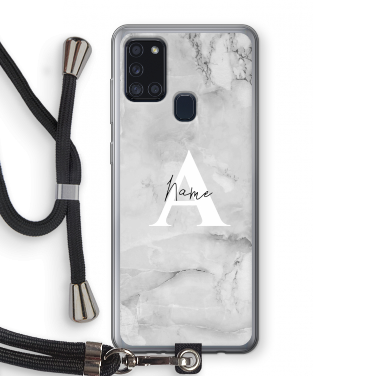 Ivory Marble: Samsung Galaxy A21s Transparant Hoesje met koord