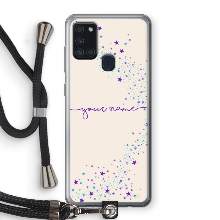 Sterren: Samsung Galaxy A21s Transparant Hoesje met koord