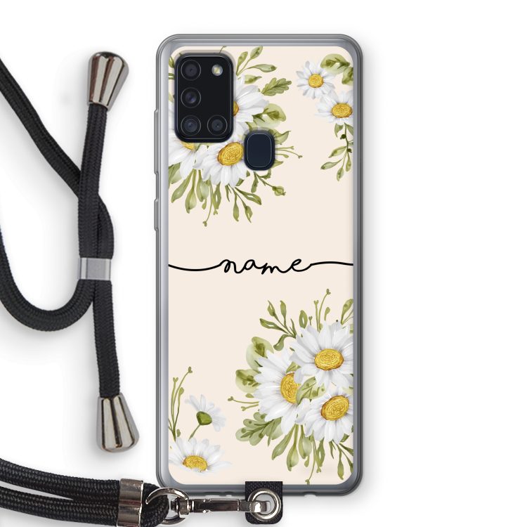 Daisies: Samsung Galaxy A21s Transparant Hoesje met koord