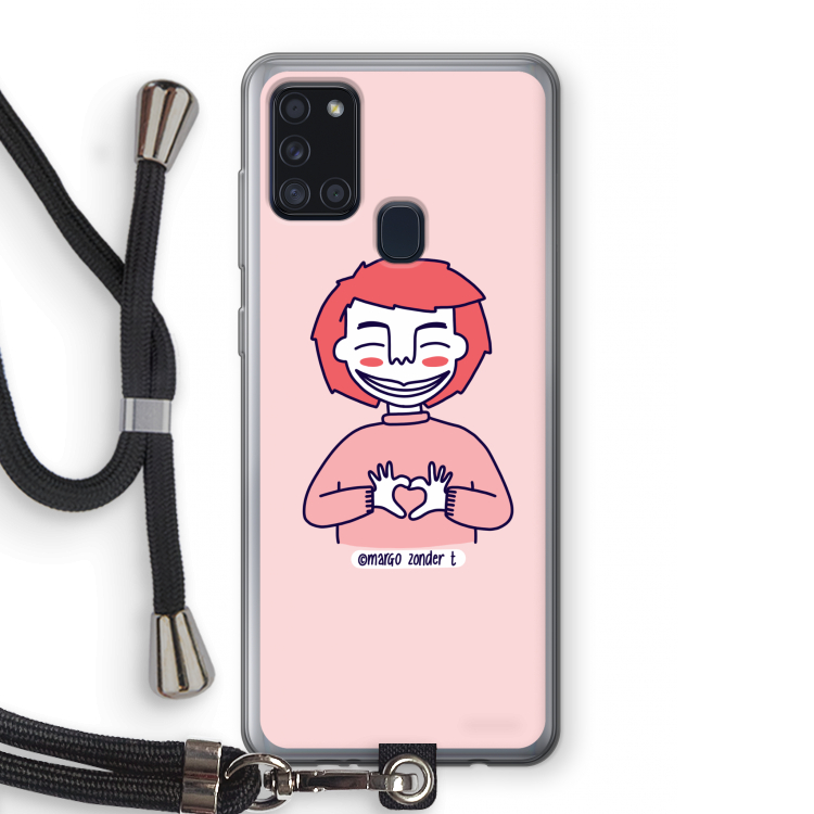 Hartje: Samsung Galaxy A21s Transparant Hoesje met koord