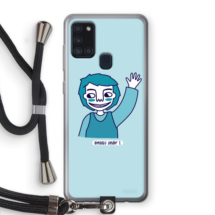 Zwaai: Samsung Galaxy A21s Transparant Hoesje met koord
