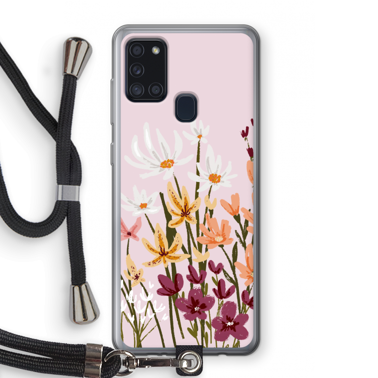 Painted wildflowers: Samsung Galaxy A21s Transparant Hoesje met koord