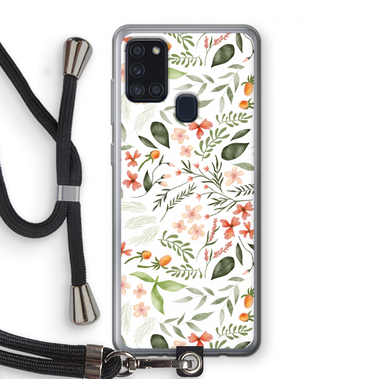 Sweet little flowers: Samsung Galaxy A21s Transparant Hoesje met koord