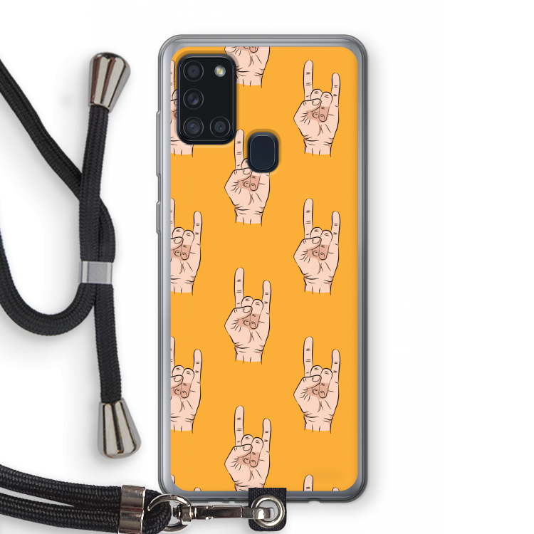 Rock: Samsung Galaxy A21s Transparant Hoesje met koord