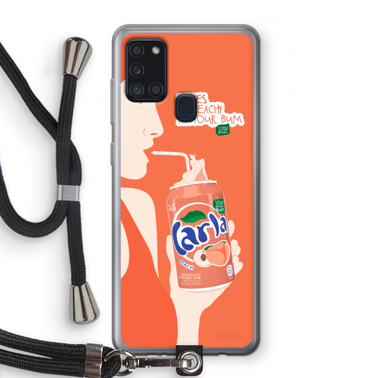Peach please!: Samsung Galaxy A21s Transparant Hoesje met koord