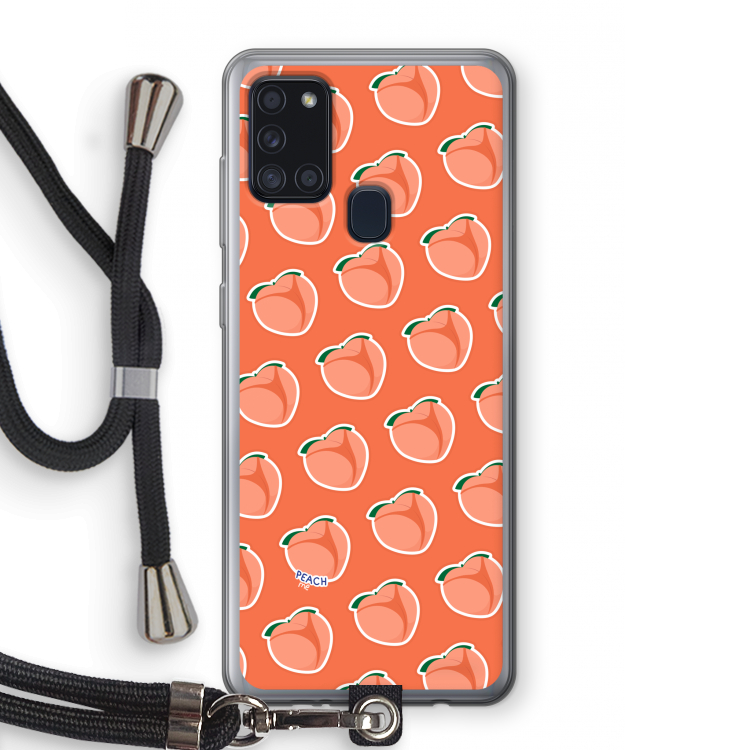 Just peachy: Samsung Galaxy A21s Transparant Hoesje met koord