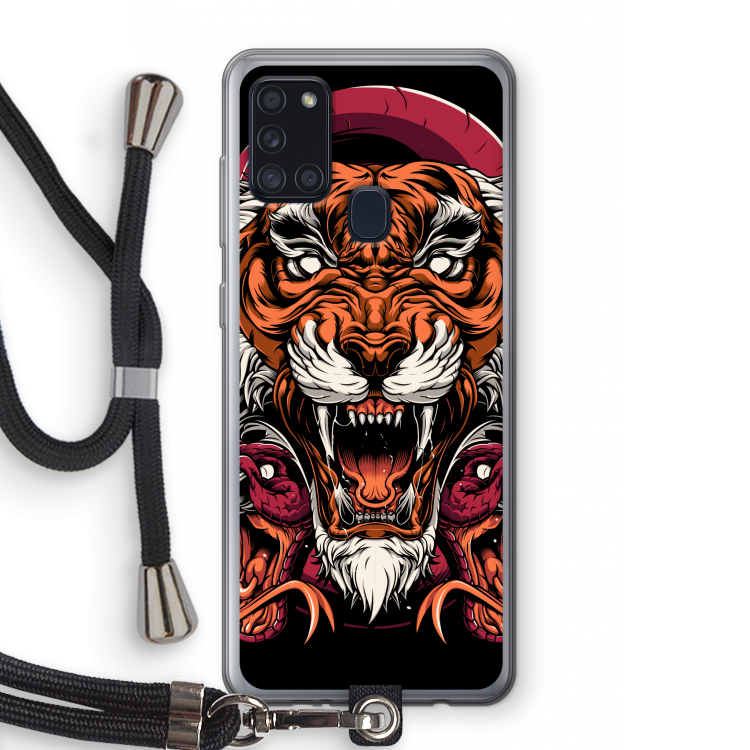 Tiger and Rattlesnakes: Samsung Galaxy A21s Transparant Hoesje met koord