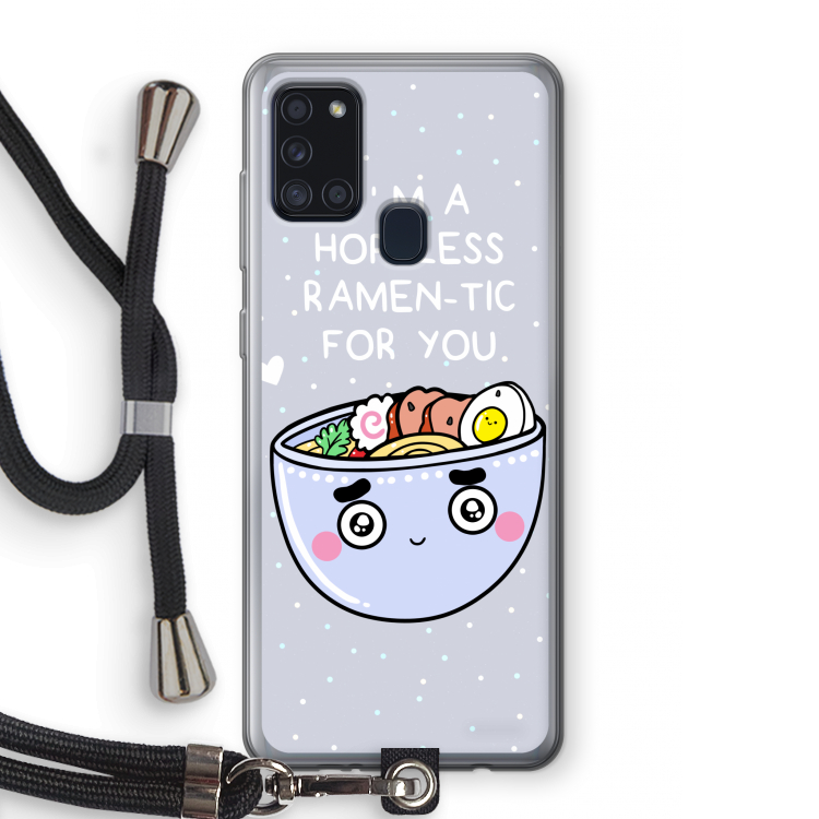 I'm A Hopeless Ramen-Tic For You: Samsung Galaxy A21s Transparant Hoesje met koord