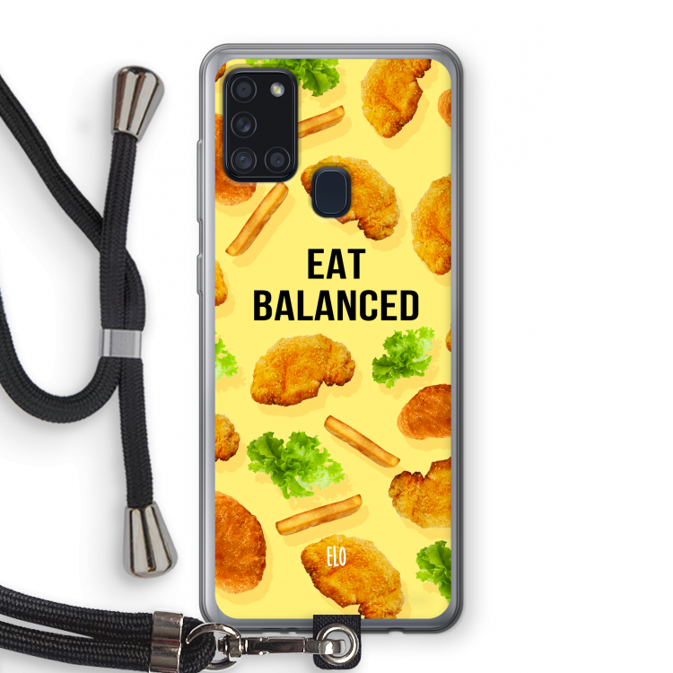 Eat Balanced: Samsung Galaxy A21s Transparant Hoesje met koord