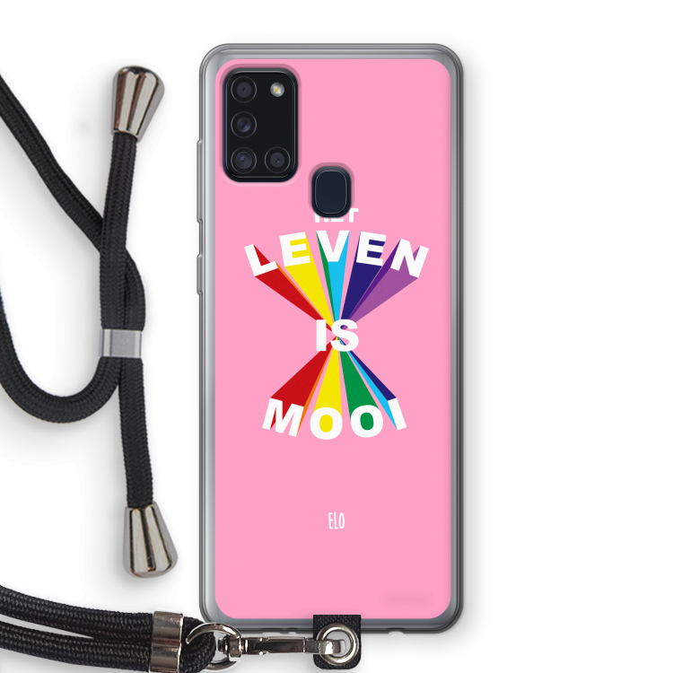 Het Leven Is Mooi: Samsung Galaxy A21s Transparant Hoesje met koord