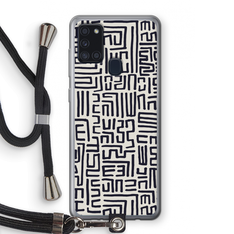 Moroccan Print: Samsung Galaxy A21s Transparant Hoesje met koord