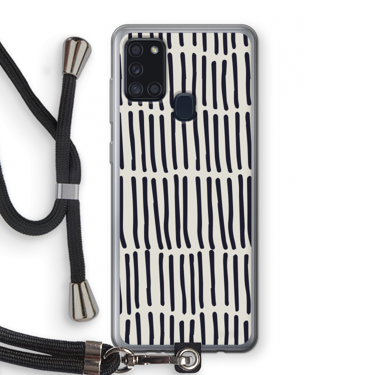 Moroccan stripes: Samsung Galaxy A21s Transparant Hoesje met koord