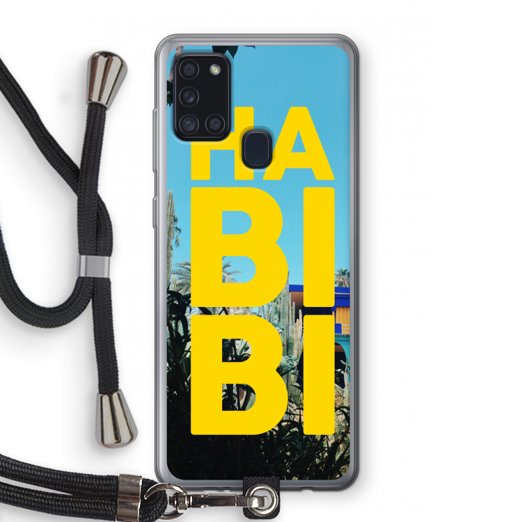 Habibi Majorelle : Samsung Galaxy A21s Transparant Hoesje met koord