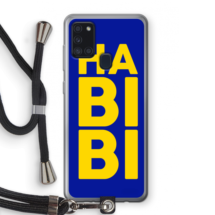 Habibi Blue: Samsung Galaxy A21s Transparant Hoesje met koord