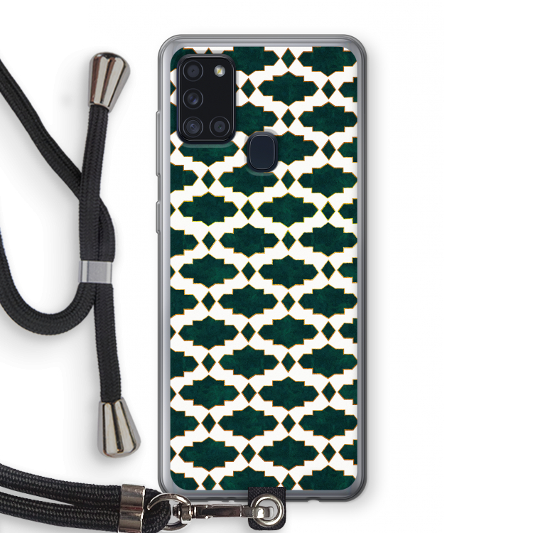 Moroccan tiles: Samsung Galaxy A21s Transparant Hoesje met koord