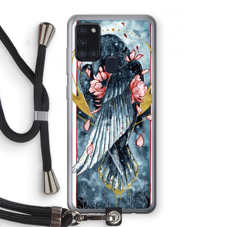 Golden Raven: Samsung Galaxy A21s Transparant Hoesje met koord