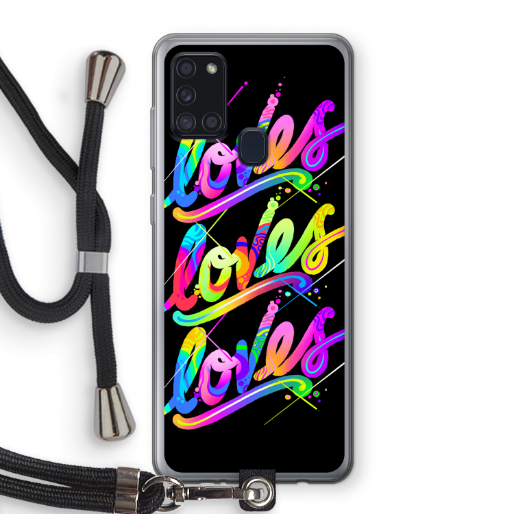 Loves: Samsung Galaxy A21s Transparant Hoesje met koord