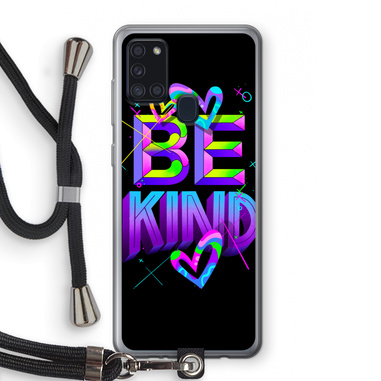 Be Kind: Samsung Galaxy A21s Transparant Hoesje met koord