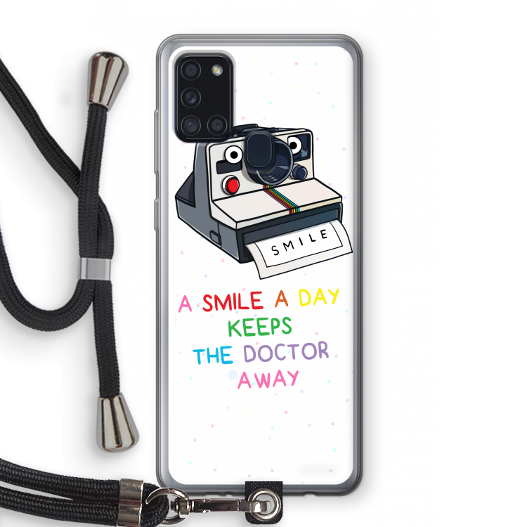 Smile: Samsung Galaxy A21s Transparant Hoesje met koord