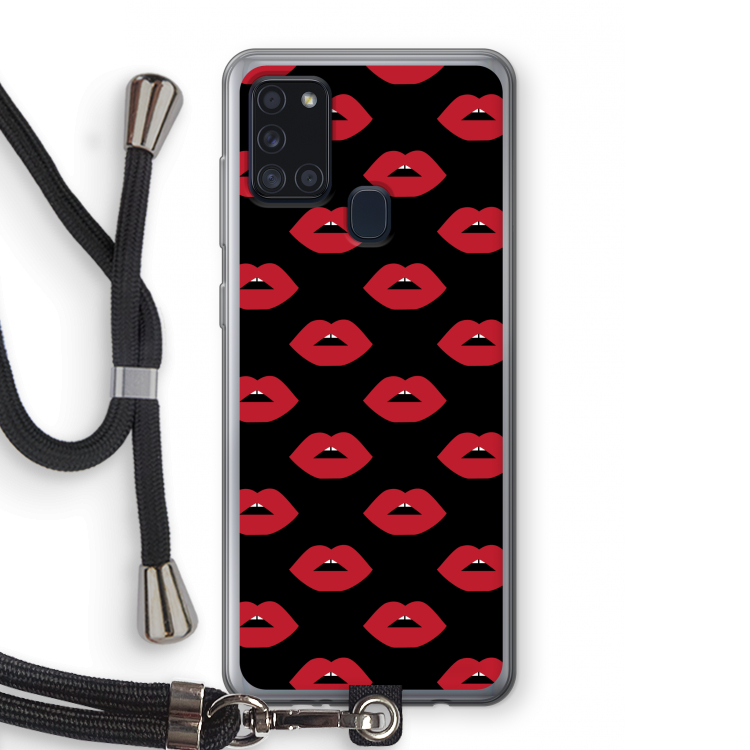 Lips: Samsung Galaxy A21s Transparant Hoesje met koord