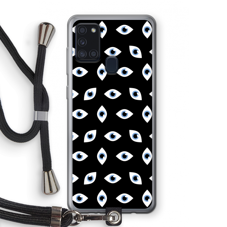 Eyes pattern: Samsung Galaxy A21s Transparant Hoesje met koord