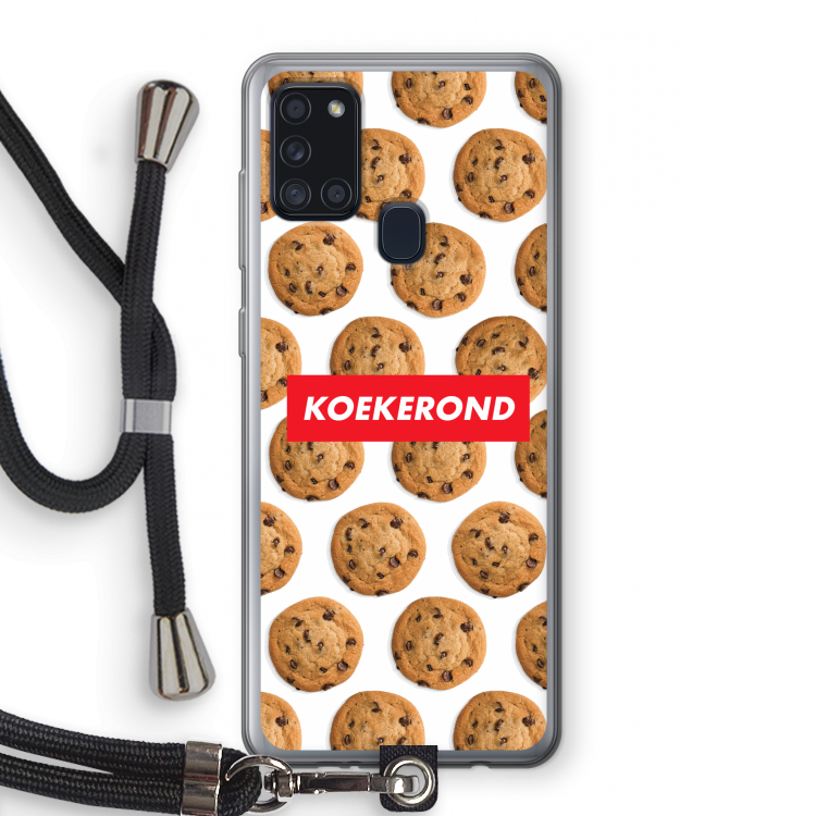 Koekerond: Samsung Galaxy A21s Transparant Hoesje met koord