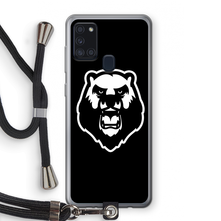 Angry Bear (black): Samsung Galaxy A21s Transparant Hoesje met koord