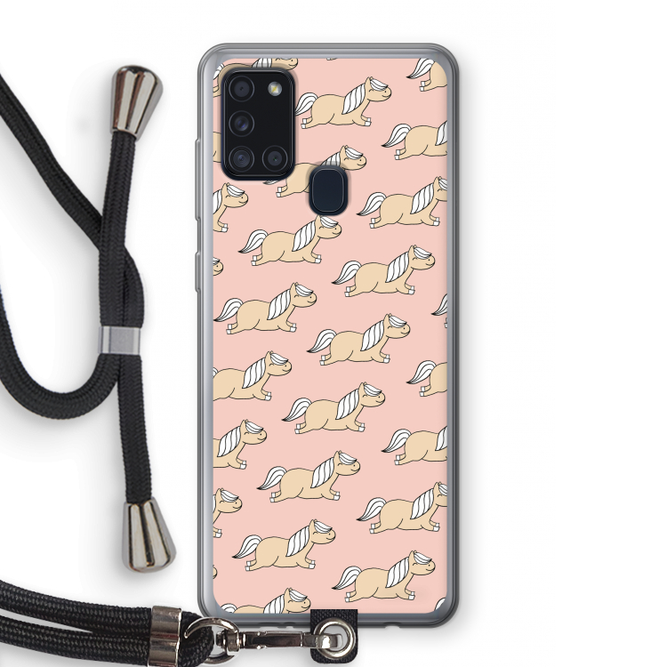Ponys: Samsung Galaxy A21s Transparant Hoesje met koord