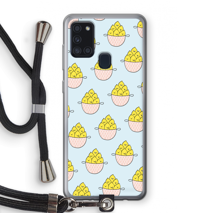 Citroenen: Samsung Galaxy A21s Transparant Hoesje met koord