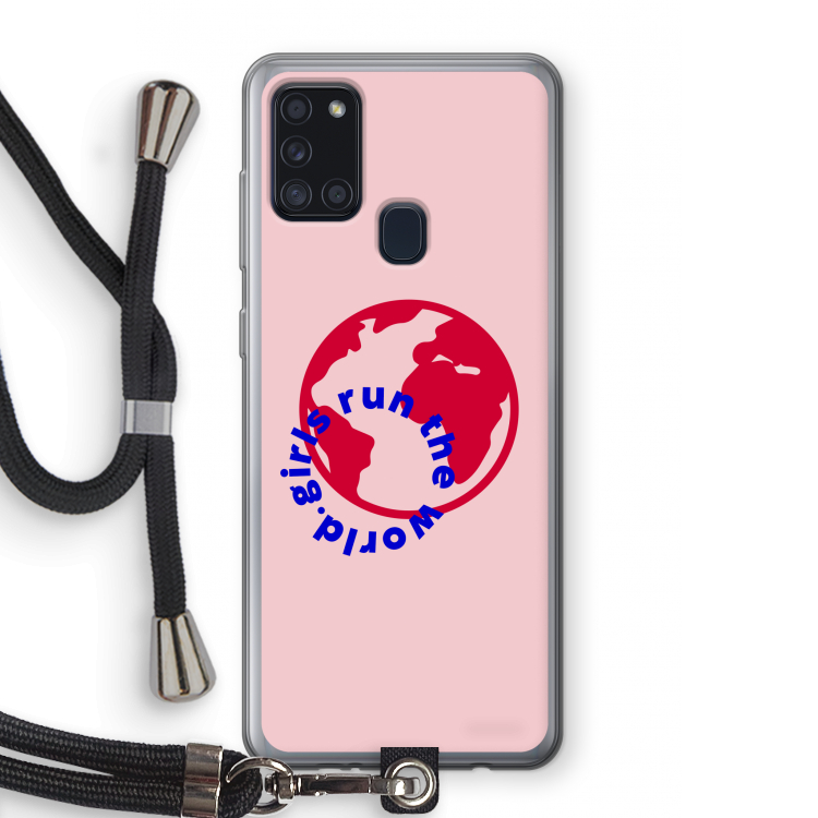 Run The World: Samsung Galaxy A21s Transparant Hoesje met koord