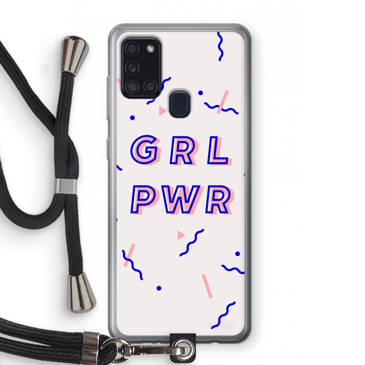 GRL PWR: Samsung Galaxy A21s Transparant Hoesje met koord