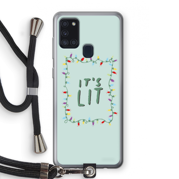 It's Lit: Samsung Galaxy A21s Transparant Hoesje met koord