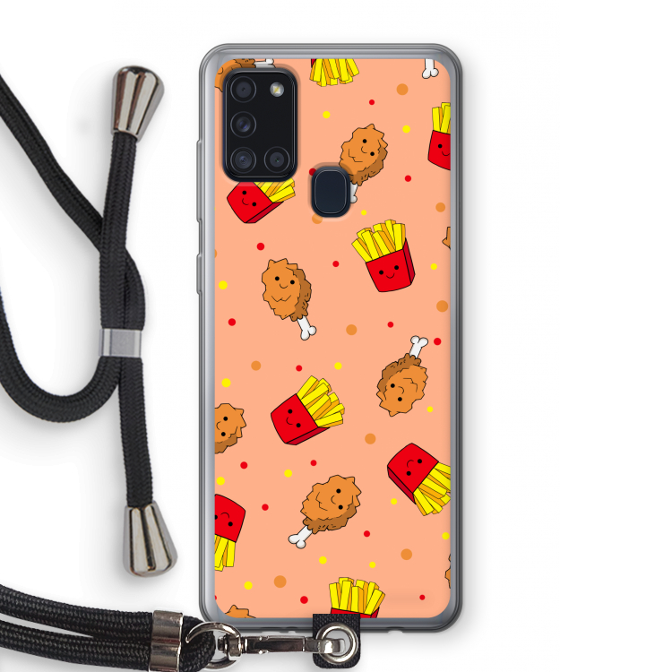 Chicken 'n Fries: Samsung Galaxy A21s Transparant Hoesje met koord