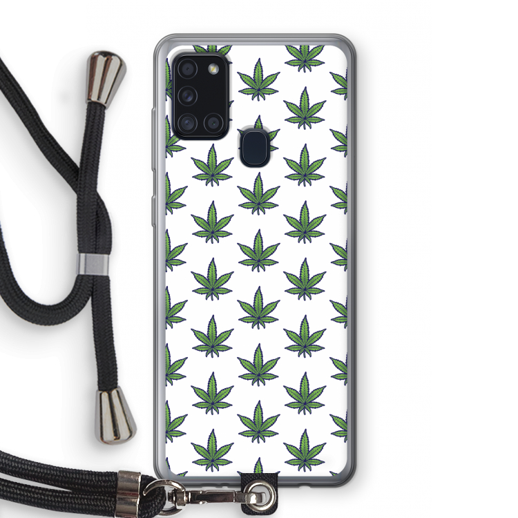 Weed: Samsung Galaxy A21s Transparant Hoesje met koord