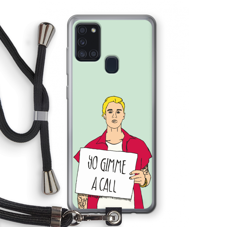 Gimme a call: Samsung Galaxy A21s Transparant Hoesje met koord