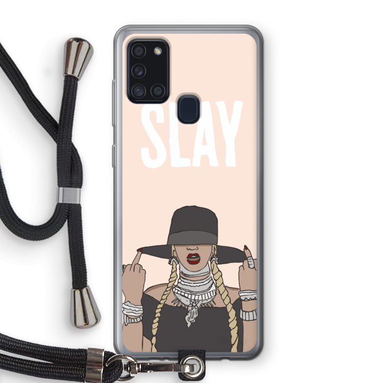 Slay All Day: Samsung Galaxy A21s Transparant Hoesje met koord
