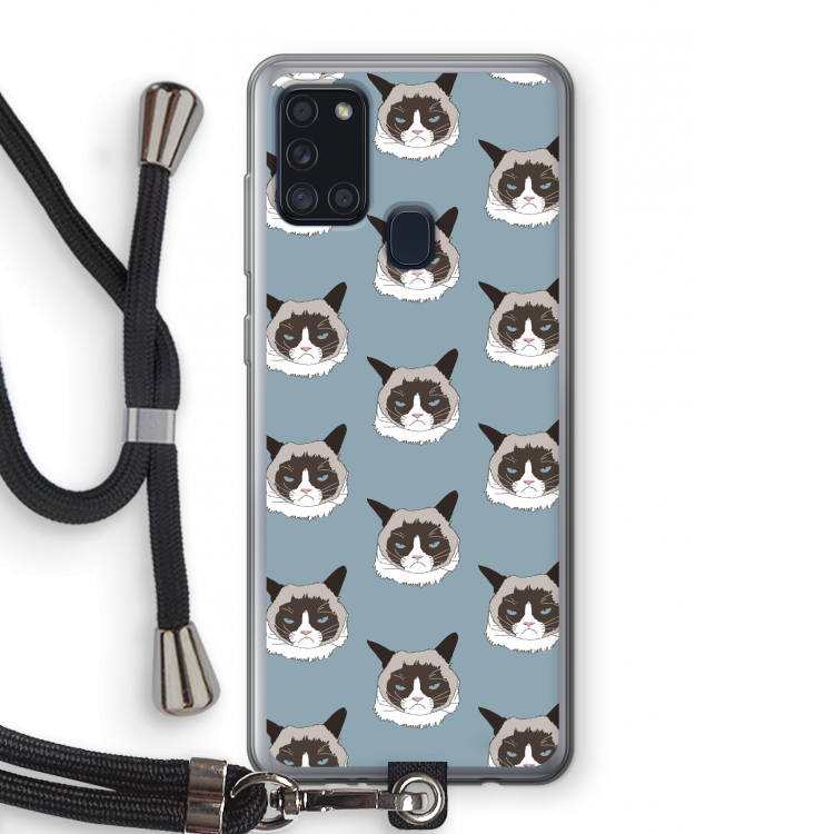 It's a Purrr Case: Samsung Galaxy A21s Transparant Hoesje met koord