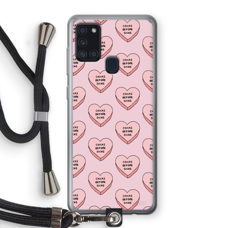 Chicks before dicks: Samsung Galaxy A21s Transparant Hoesje met koord